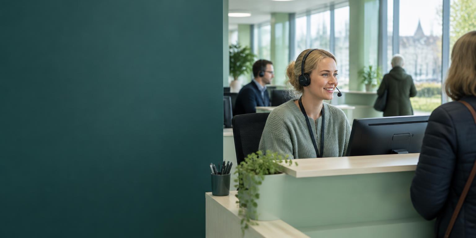 Kundcentermedarbetare i ett illustrativt kommunalt servicecenter